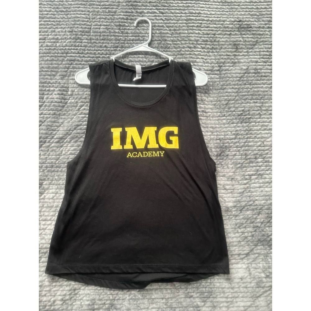 Women's Next Level Sz Large IMG Academy Sleeveless Tank Black Gold